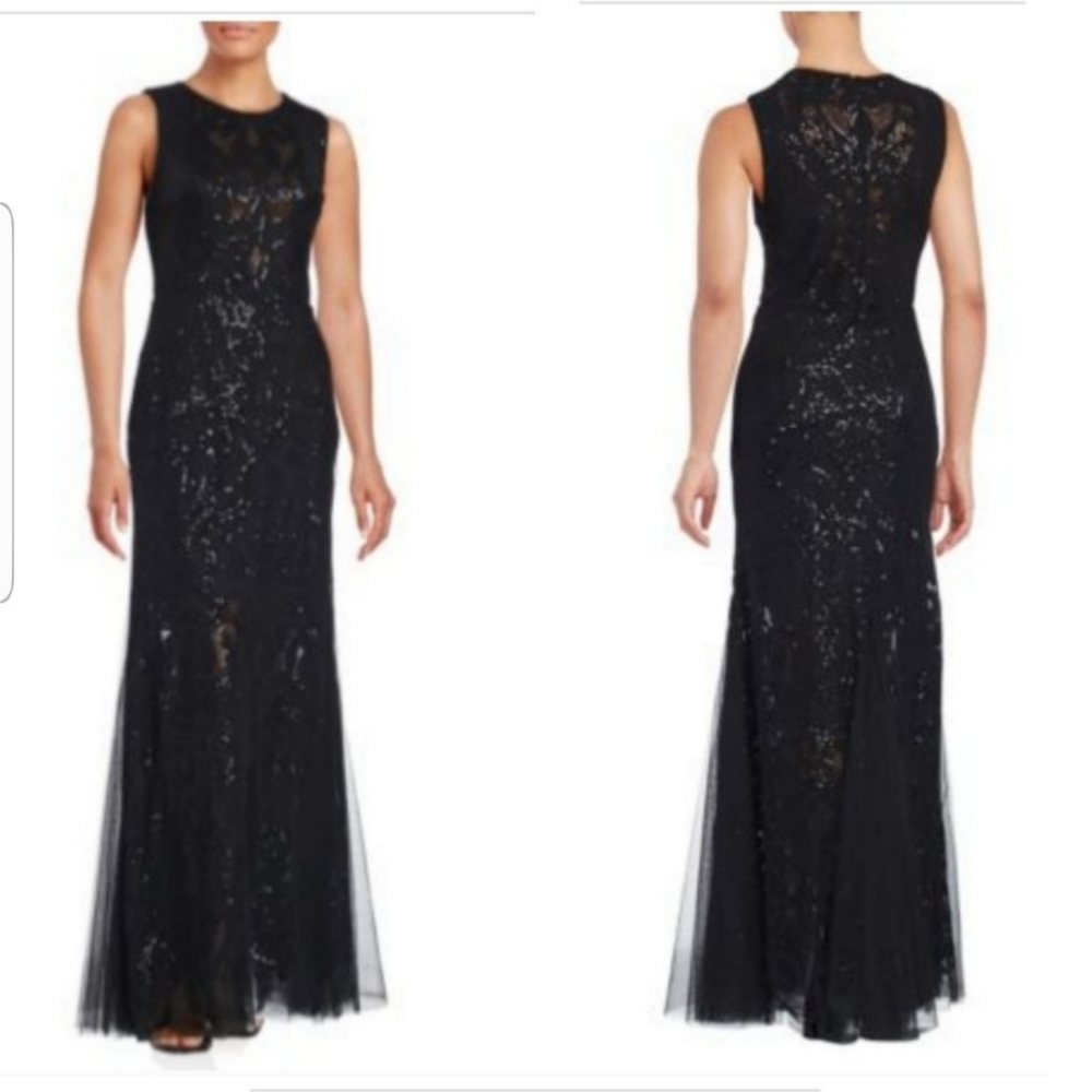 VERA WANG SEQUIN LACE COCKTAIL GOWN
